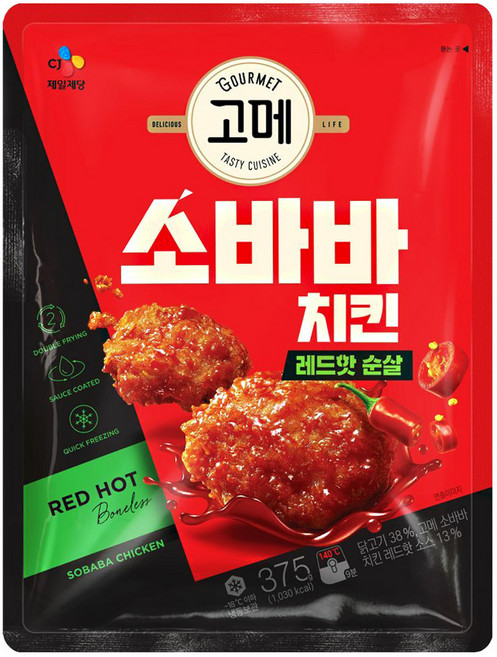 CJ 고메 소바바치킨 레드핫 순살, 6개, 375g