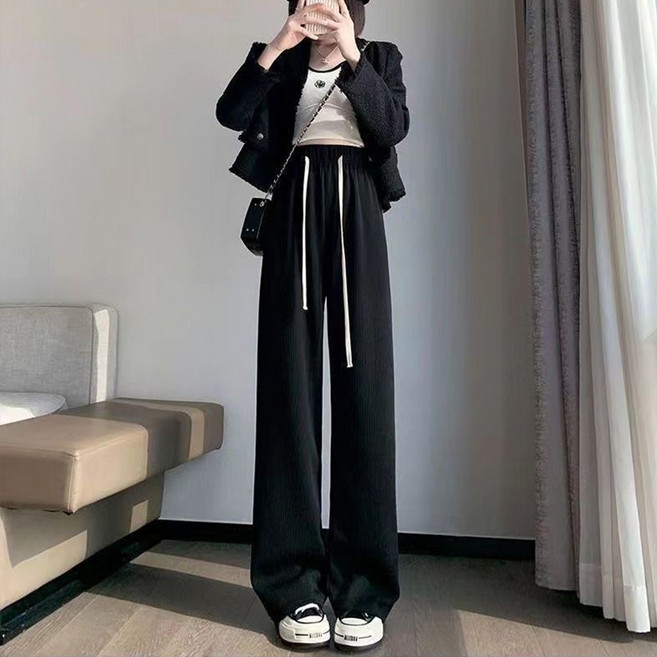 COSYEVNO 여름 여성 긴바지 밴딩 슬림 통바지 루즈핏 캐주얼