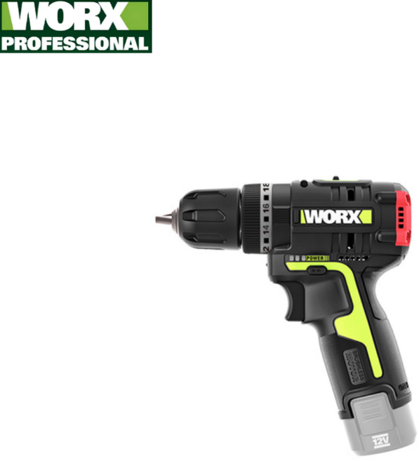 [WORX] 웍스 12V 2.0Ah 충전 해머드릴 WU131X.9 국내정식수입품, 1개