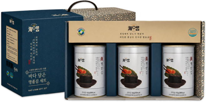 해아람 명란김 캔김 선물세트 42g 3캔, 1개