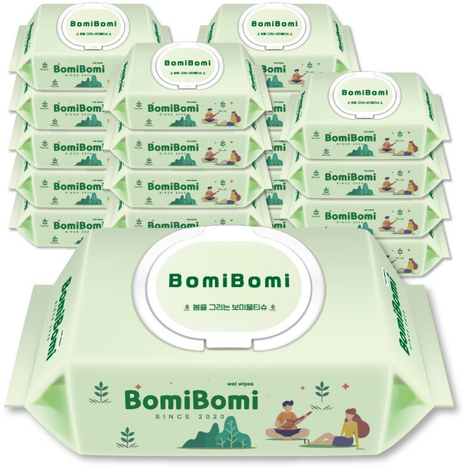 보미 유아 물티슈 캡형, 36g, 100매, 20개