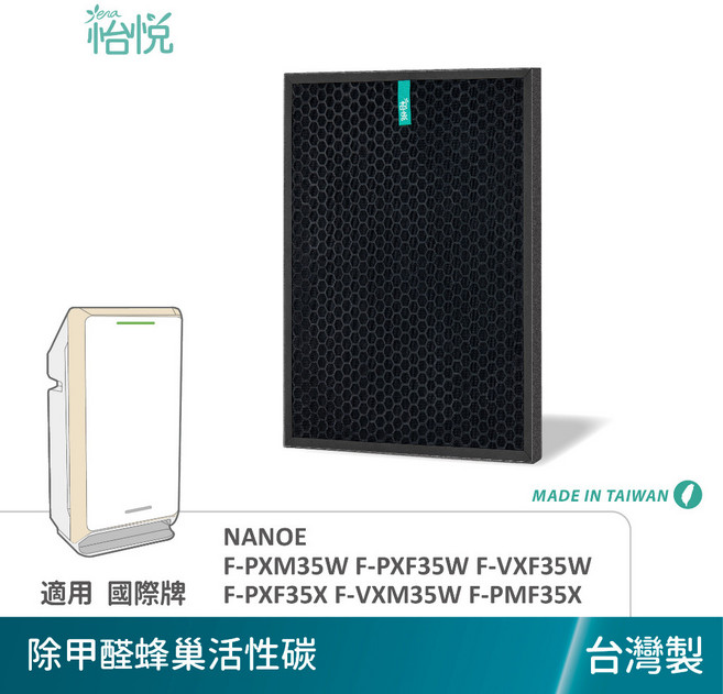 怡悅 蜂巢活性碳濾網 適 PANASONIC 國際牌 F-PXM35W F-PXF35W F-VXF35W 空氣清淨機, 1個, 怡悅除甲醛蜂巢活性碳濾網