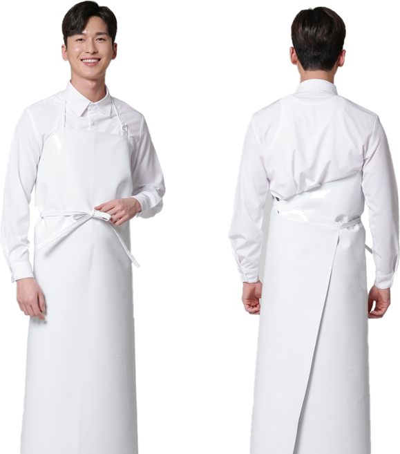 양면방수 앞치마 H형 / 고리형 / 업소용 식품제조공장 식당 정육점 김장앞치마 특대/대형/소형 (5color), H형 백색 특대, 1개