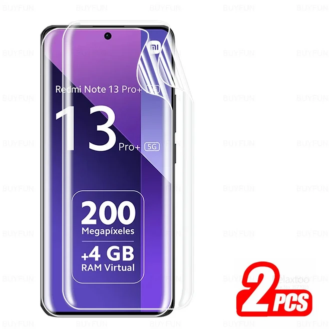 샤오미 레드미 노트 13 프로 + 5G 카메라 유리 4 인 하이드로겔 필름 플러스 휴대폰 화면 보호대, 03 RedmiNote13 Pro 4G, 01 Only 2 Front Film