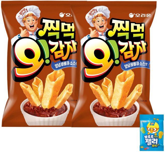 오리온 찍먹 오감자 양념바베큐소스맛(+뽀로로 쁘띠젤리 1개 증정), 136g, 2개