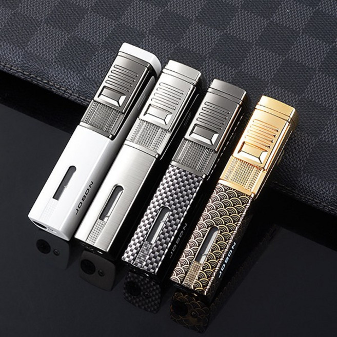 jobon 사각 가스라이터 토치 캠핑 고화력 다용도 휴대용 가정 화력 불꽃 조절, 조본사각 가스라이터-블랙패턴