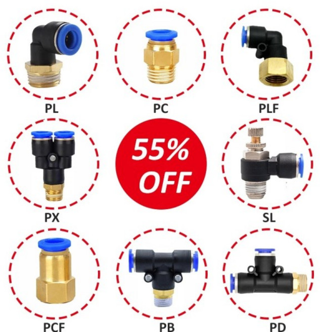공압 호스 피팅 PC PL SL 튜브 나사 1 8 "1 4" 1 2 " 빠른 연결 파이프 커넥터 4mm 8mm, [19] 12-04 (12mm-1l2), 19 12-04 (12mm-1l2)_05 PB, 19 12-04 (12mm-1l2)_05 PB