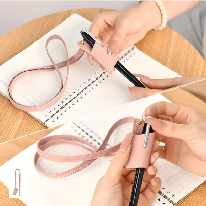 목에거는 펜홀더 휴대용 볼펜걸이, 1개, 핑크