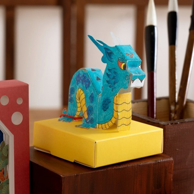 mi 민화샵 전통 어보 만들기 약 7 x 7 x 9cm 왕실 의례용 도장 궁중 의식 사용 직접 도안 채색 조립, 단품