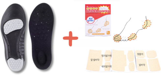 포그니 푹신한 두꺼운 기능성 행군전용 군인 깔창 + 물집 방지 패드 군화용, 1개