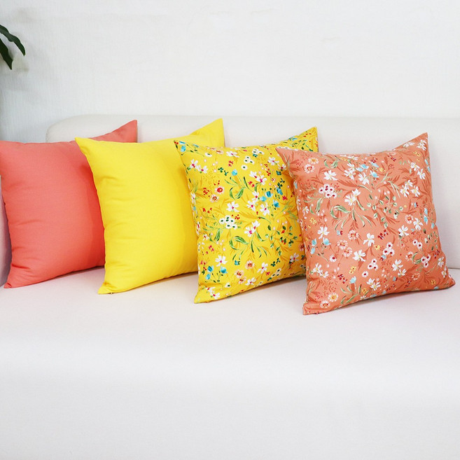 솜세상 들꽃 코랄 거실 쇼파쿠션 30x30 35x35 40x40 45x45 50x50 사각 직사각 소파쿠션 쿠션커버