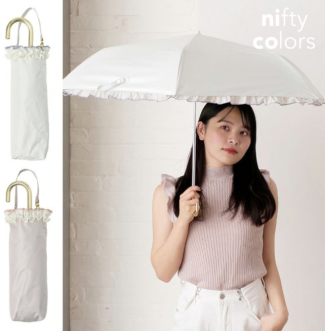 nifty colors 멜로우 프릴 미니 일본양산 자외선 UV 차단 암막 3단 니프티컬러 2454