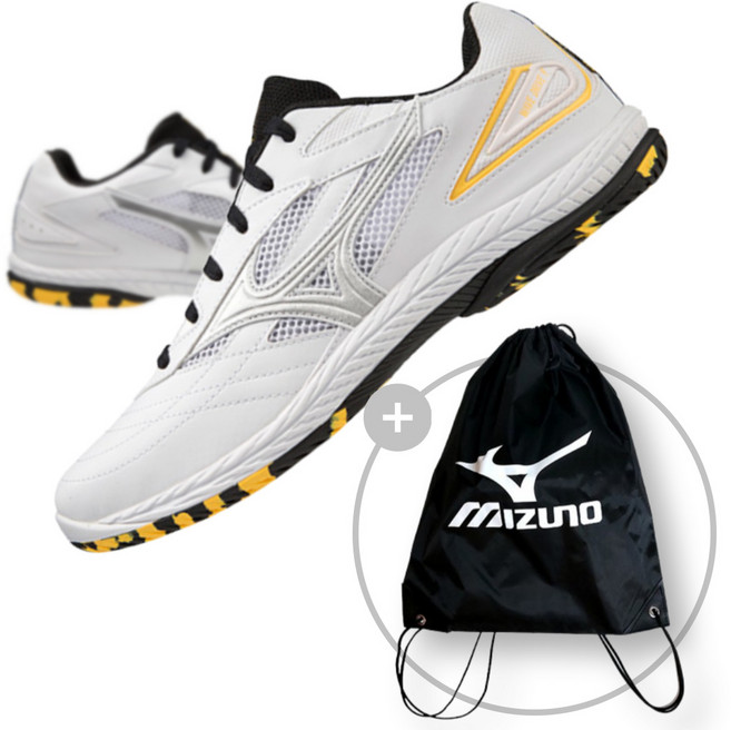미즈노 웨이브드라이브9 탁구화+신발주머니세트 81GA220504 화이트실버옐로우 남녀공용