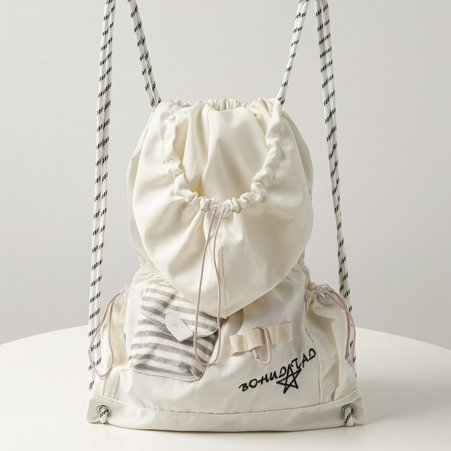 엔도르시 여성용 키치 후드 나일론 캐주얼 짐색 백팩 EBA355