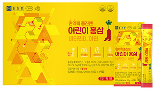 종근당건강 면역력 증진엔 어린이 홍삼 30p, 600g, 1개