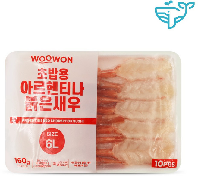 초밥용 적새우 붉은새우 6L 10미 홍새우 달마새우 아르헨티나 초밥재료 네타, 3개, 160g
