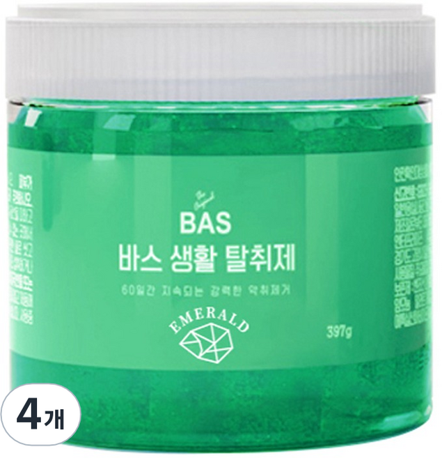 BAS 에메랄드 생활 탈취제 본품, 397g, 4개