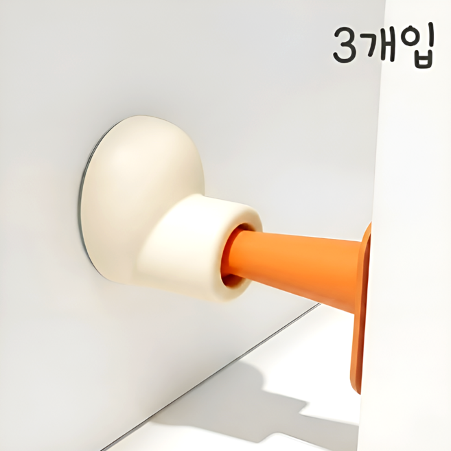 노베카 충돌방지 무타공 귀여운 도어스토퍼, 3개, 오렌지