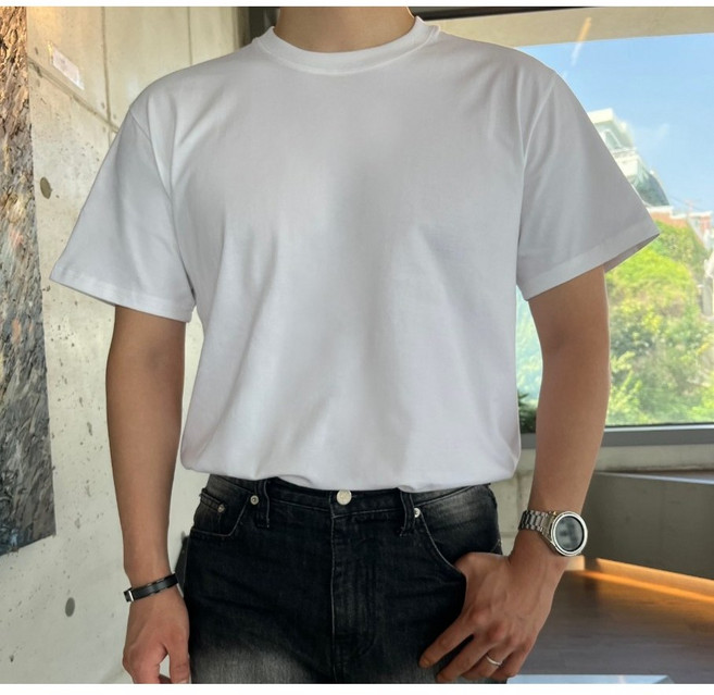 [1+1+1+1]면티 남녀공용 코마사 순면 20수 무지 라운드 반팔티셔츠 4P