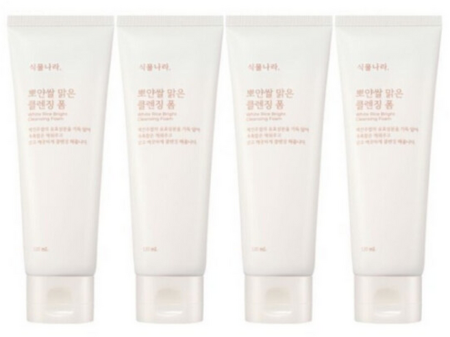 식물나라 뽀얀쌀 맑은 클렌징폼, 4개, 120ml