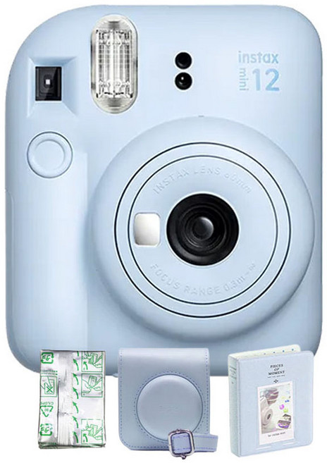 富士 FUJIFILM instax mini12 馬上看相機 拍立得, mini12(藍)+10張底片+專用皮套+64枚相冊, 1個