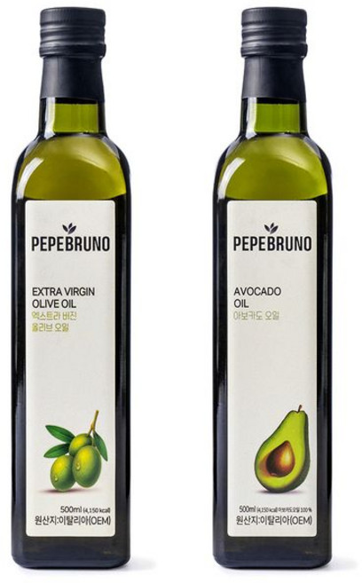 페페브루노 엑스트라버진 올리브 오일+아보카도 오일, 2개, 500ml