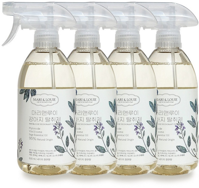 마리앤루이 강아지탈취제 강아지소변탈취제 천연향 천연성분 동물용의약외품, 4개, 500ml