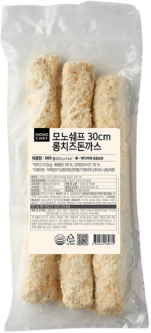 바이오마켓_모노쉐프 30cm롱치즈돈까스 660g, 7개