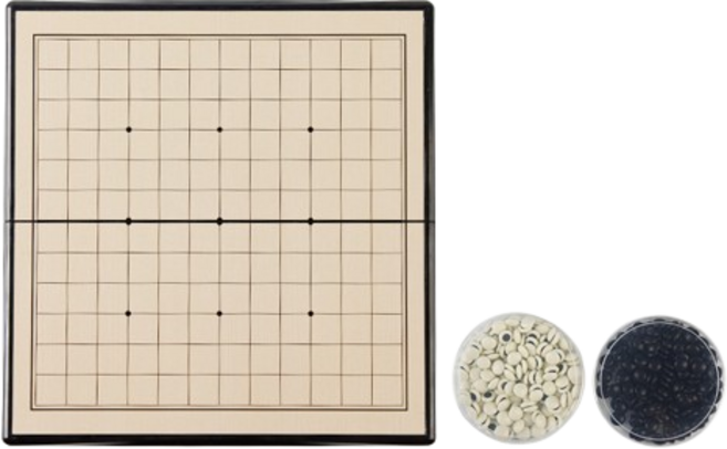 磁性圍棋盤組 13路折疊式便攜圍棋, 1套, 小款初學者13路, 黑白色