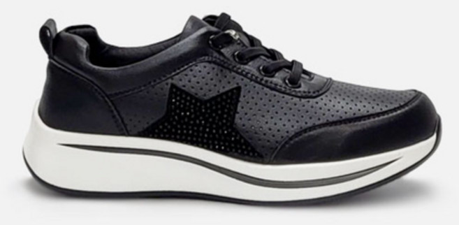 구두모모 밴딩끈 펀칭 가죽 스니커즈