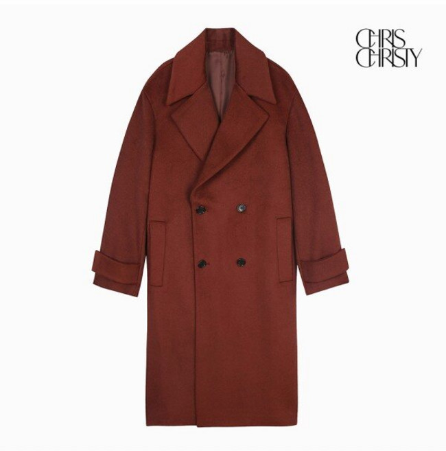 크리스크리스티 크리스크리스티 와이드라펠 더블 세미오버 코트_BRICK / KKMELWWDB01