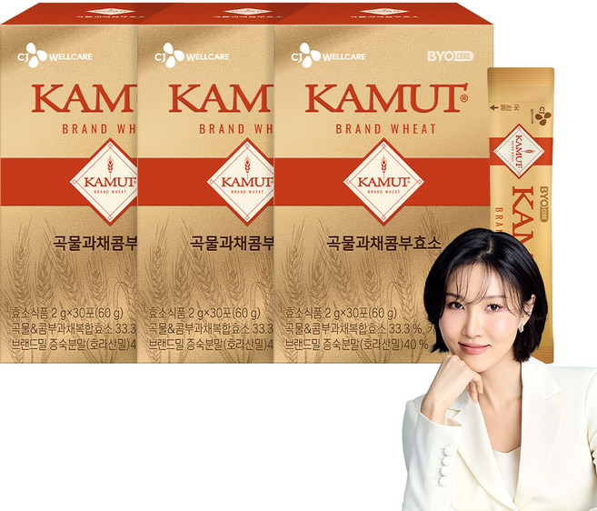 호라산밀 곡물 콤부 효소 카무트 카무드 카무스 스틱 분말 가루 바이어코어 KAMUT 식품, 60g, 3개