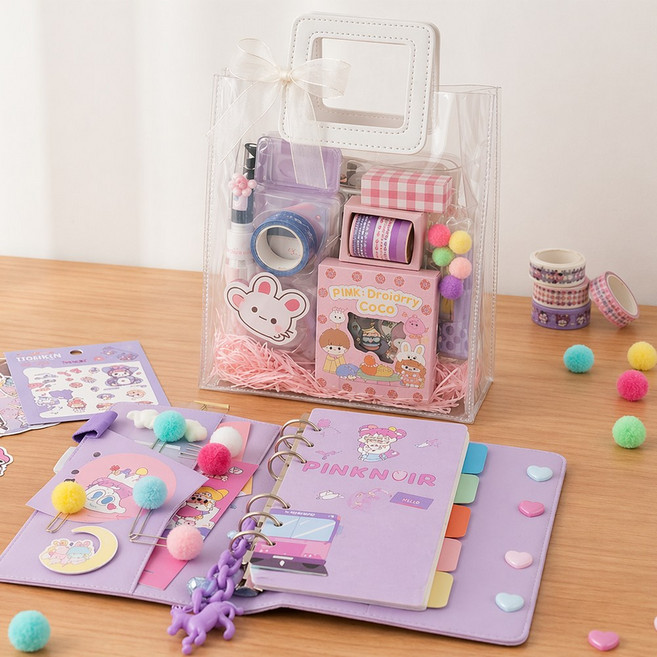 [다꾸라지] 다꾸세트+팬시문구 선물 다꾸 스티커 다이어리 꾸미기 초등여학생 크리스마스선물 생일선물, 퍼플