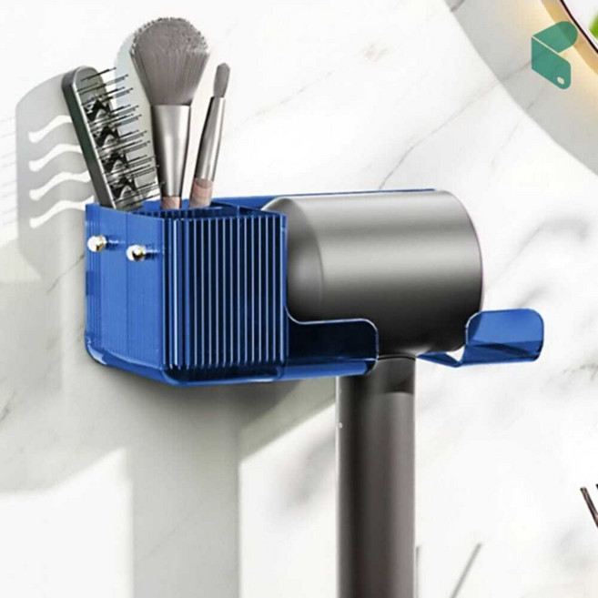 드라이기 거치대 멀티수납 블루 무타공 욕실 선반 헤어드라이어 커머스픽301