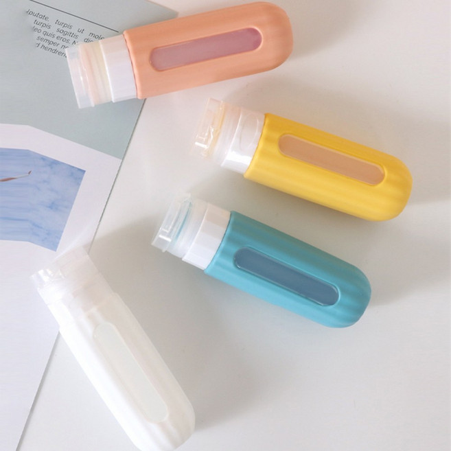 루나홈 속보이는 실리콘 휴대용 여행용 공병 세트 90ml 4종 파우치포함, 1개