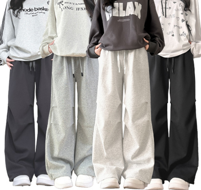 핑크셀럽 여성 와이드 트레이닝 코튼 팬츠