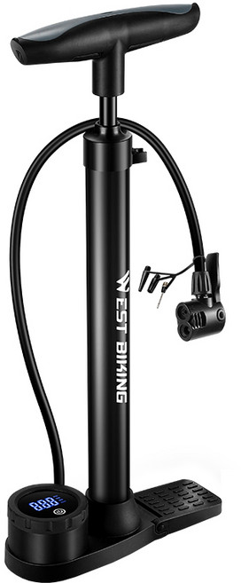 시그니처베이지 자전거 펌프 공기주입기 YPZ142, 1개, 블랙 디지털게이지