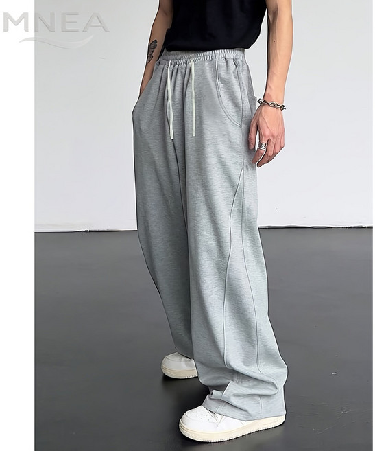 남성 루즈핏 스트레이트 팬츠 하이 스트리트 캐주얼 일자핏 편한 데일리 팬츠 블랙