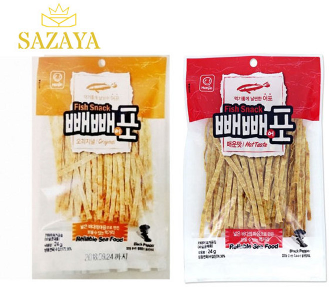 빼빼어포 매운맛-15개+오리지널-15개 (30봉) + 롤앤롤 캔디 2p증정, 1세트