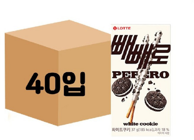 빼빼로 화이트 쿠키, 37g, 40개
