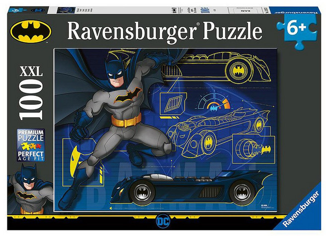 Ravensburger 蝙蝠俠蝙蝠車拼圖 100片 XXL 兒童益智玩具, 1個