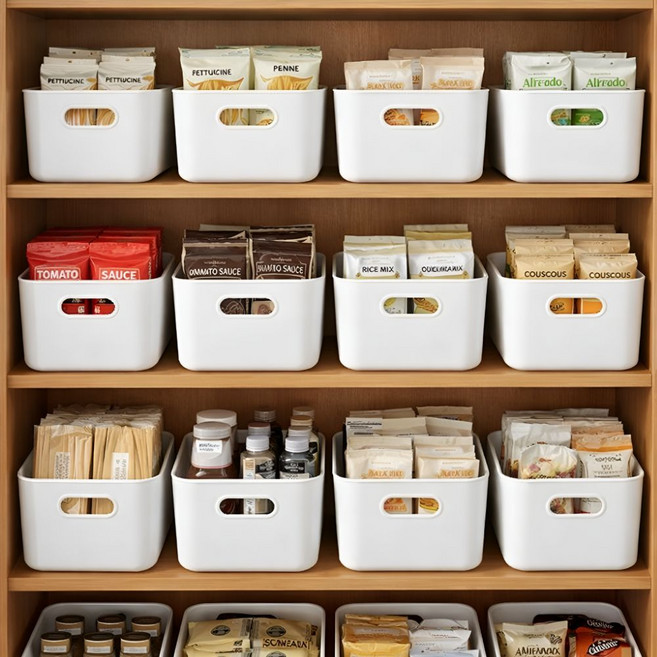 펄픽스 깔끔수납 다용도 팬트리 정리함, 크림화이트, 4개