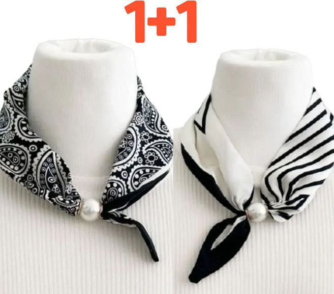 1+1 자석으로 간편하게 원터치 진주 자석 스카프 예쁜스카프 진주목걸이 바이나우