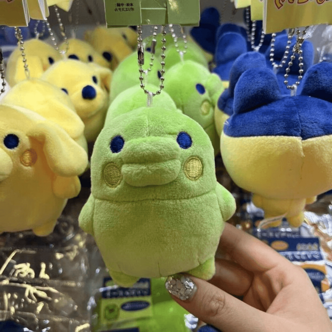 오야지치 마메치 구치파치 장식 고리 파우치 키링 열쇠 캐릭터 인형 굿즈, 옐로우