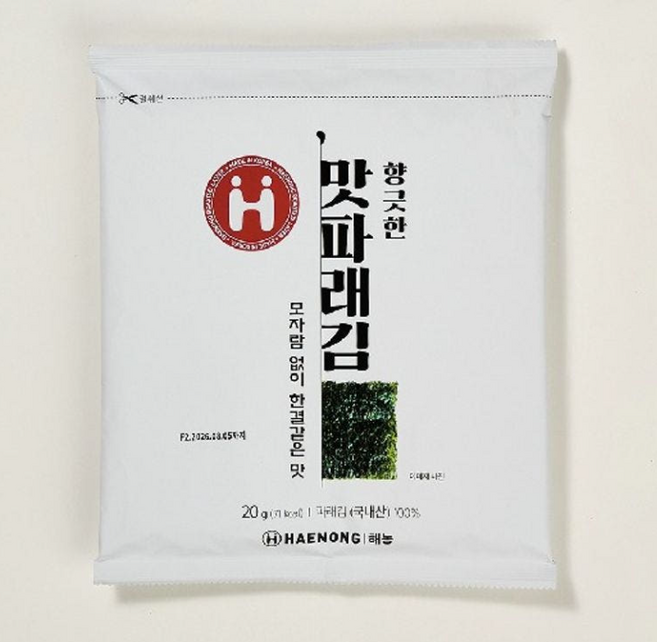 해농 세번구운 파래김, 20개, 20g