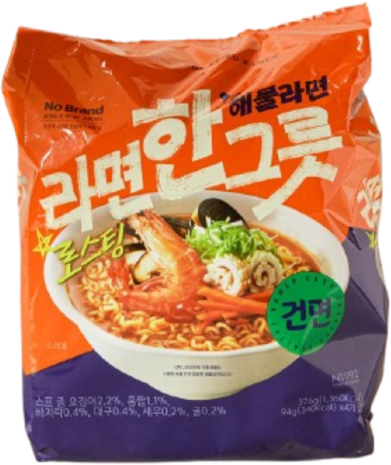 노브랜드 해물 라면 라면 한그릇 옵션은 낱개 수량, 12개