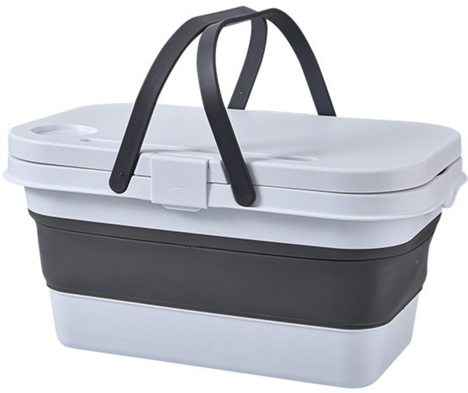 Anais 캠핑박스 폴딩박스 캠핑테이블 정리함 플라스틱 다용도 접이식 수납 바구니, 그레이, 1개