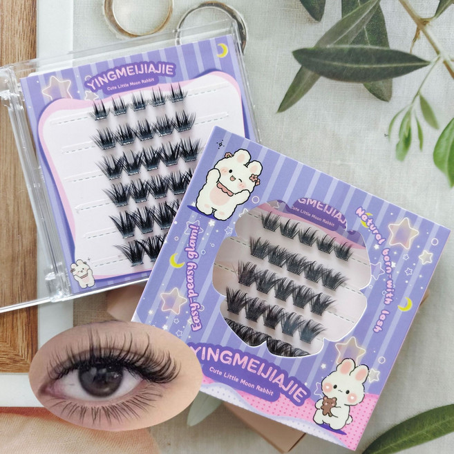 풀 필요없은 자연 속눈썹 3D인조속눈썹 세트11-13mm(다양한 스타일 가능 여성 메이크업 필수품), 6 rows of dense YFXMJ 95