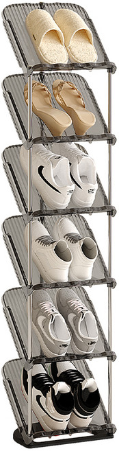호밍사이 접이식 신발장 현관 신발장 폴딩 신발 틈새 수납 정리대, 6단, 1개, 투명 그레이