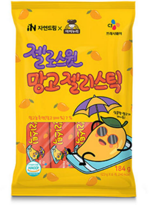 자연드림X아이누리 젤로스윗 망고 젤리스틱, 1개, 184g